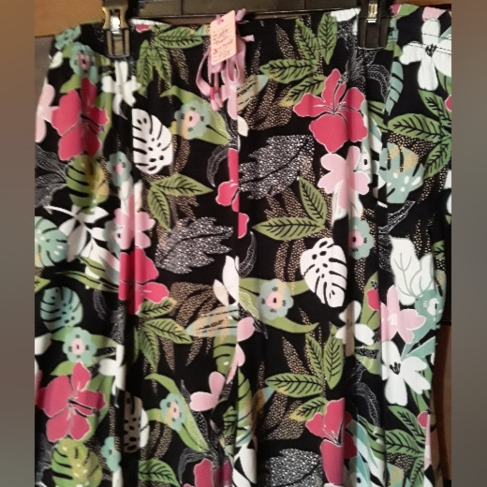P2X Cuddle Duds Tropical Wide Leg Capri Night Pants - Picture 6 of 10